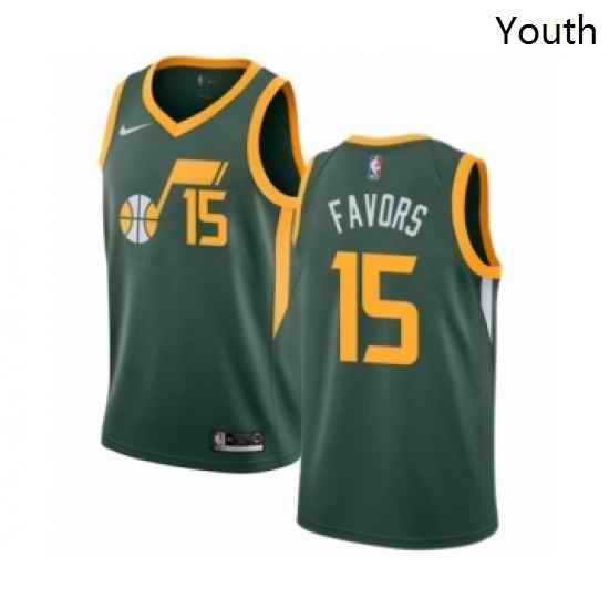 Youth Nike Utah Jazz 15 Derrick Favors Green Swingman Jersey Earned Edition